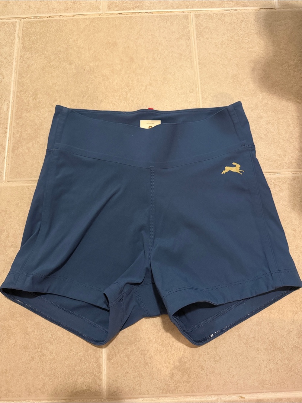 Tracksmith Navy Athletic Shorts with Gold Logo